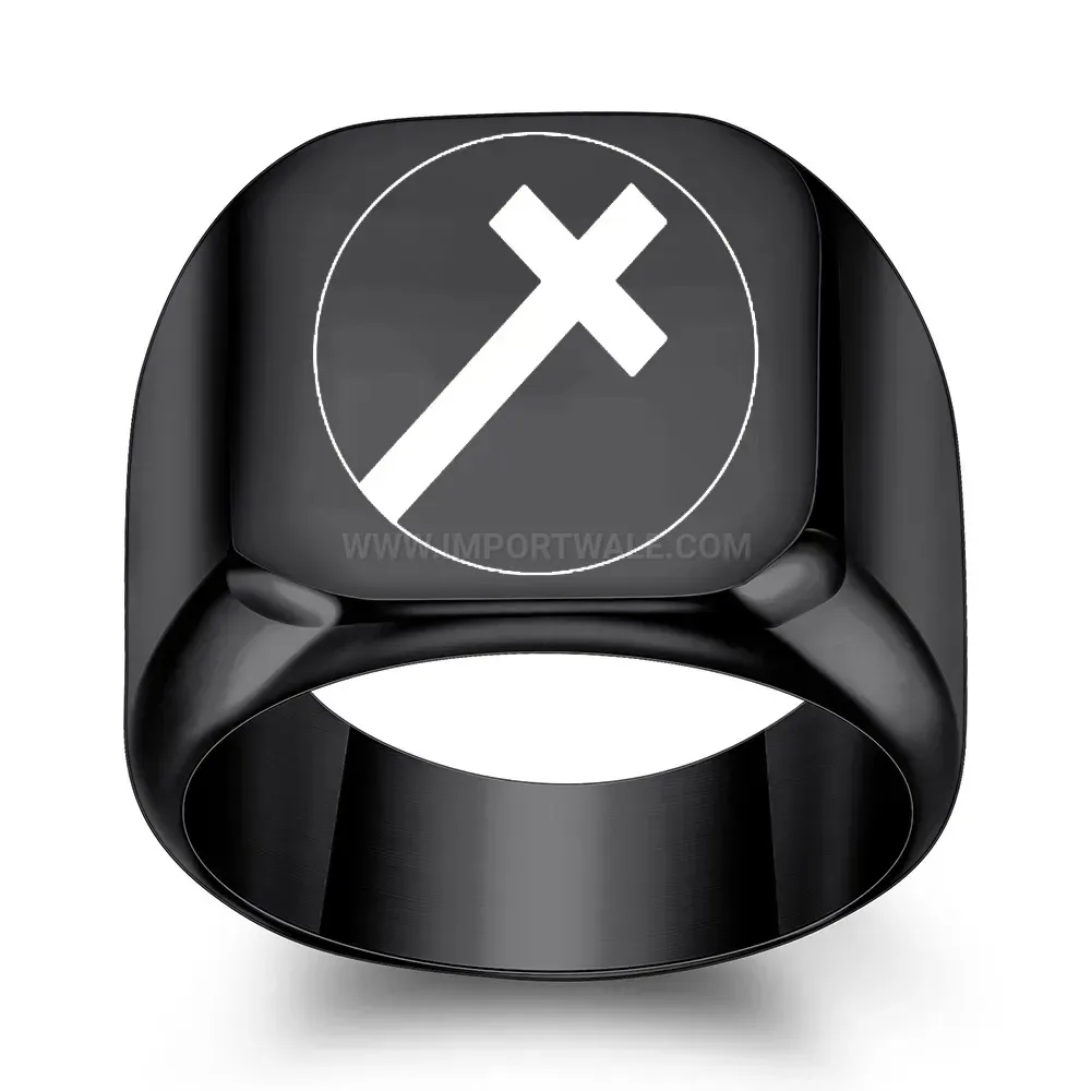 Stylish Square Cross Motif Stainless Steel Signet Ring