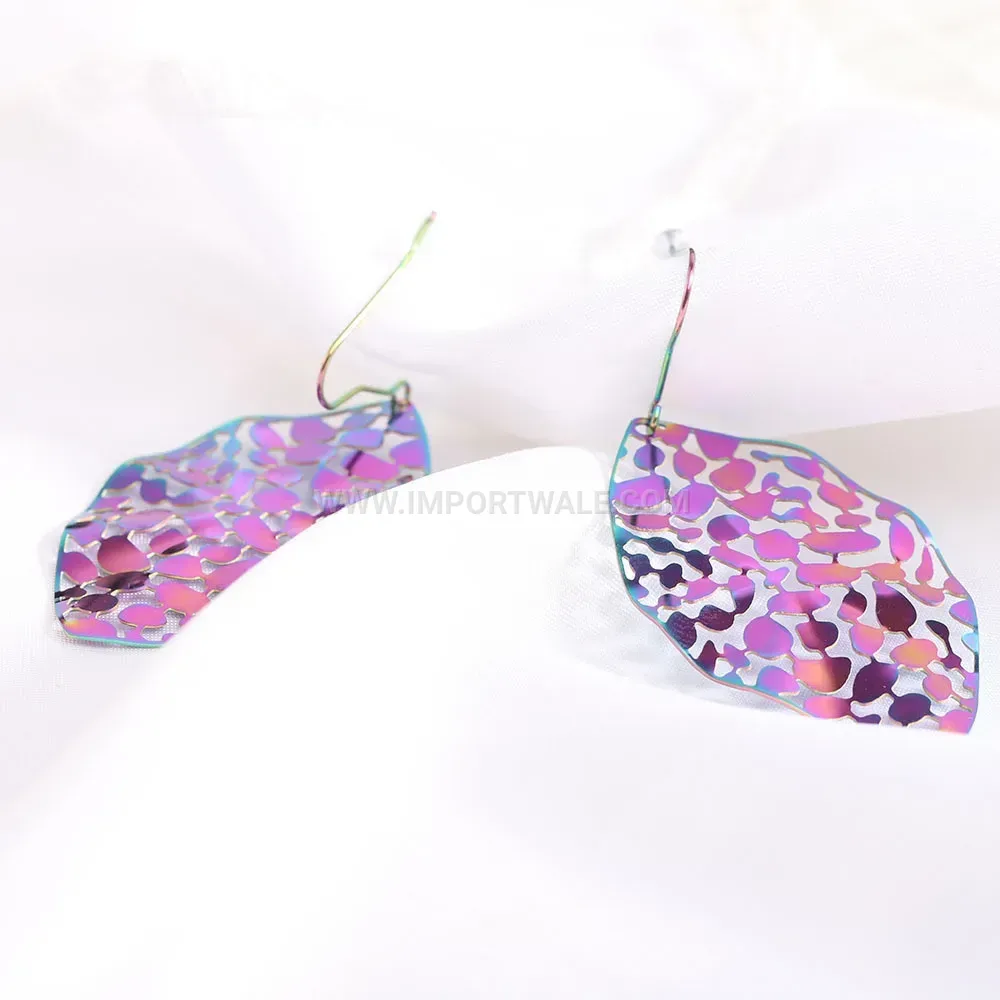 Vibrant Cutout Leaf Stainless Steel Stud Earrings
