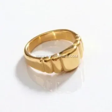 18K Gold Plated Stainless Steel Croissant Textured Ring