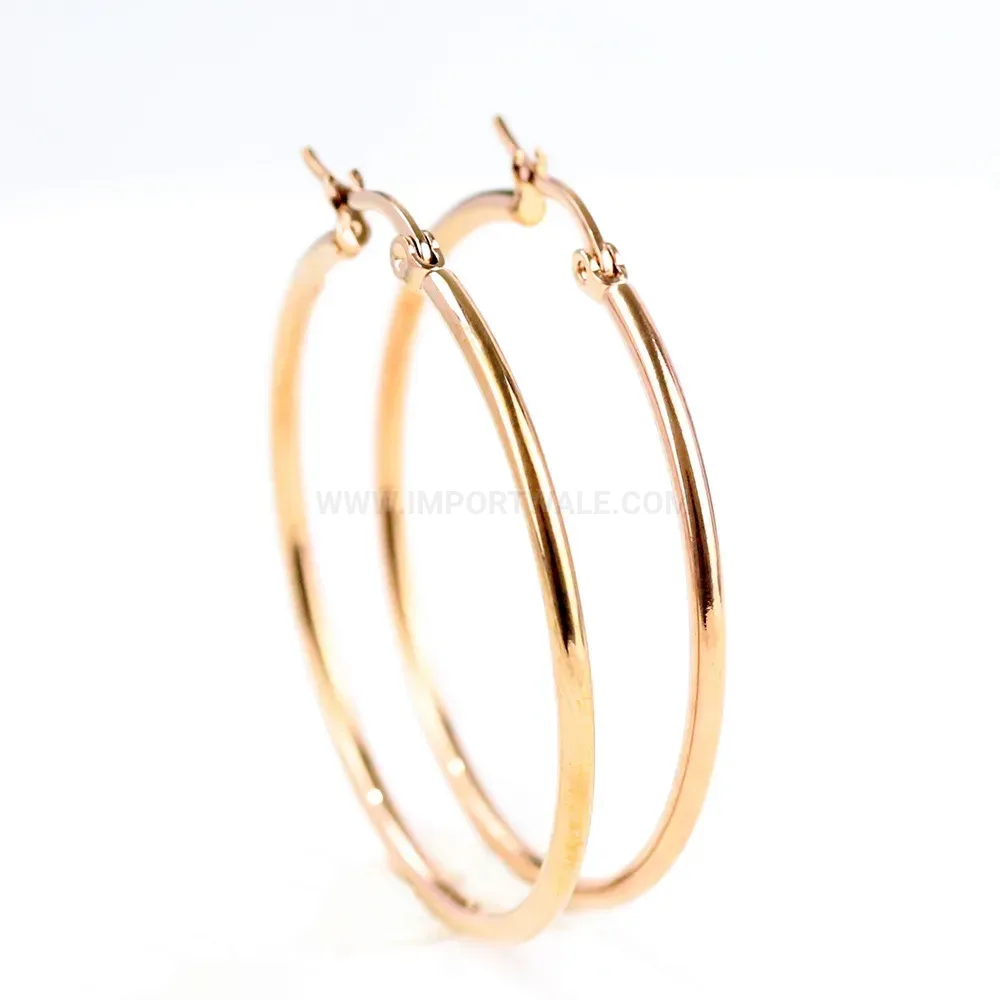 Designer Classic Polished Stainless Steel Large Hoop Earrings
