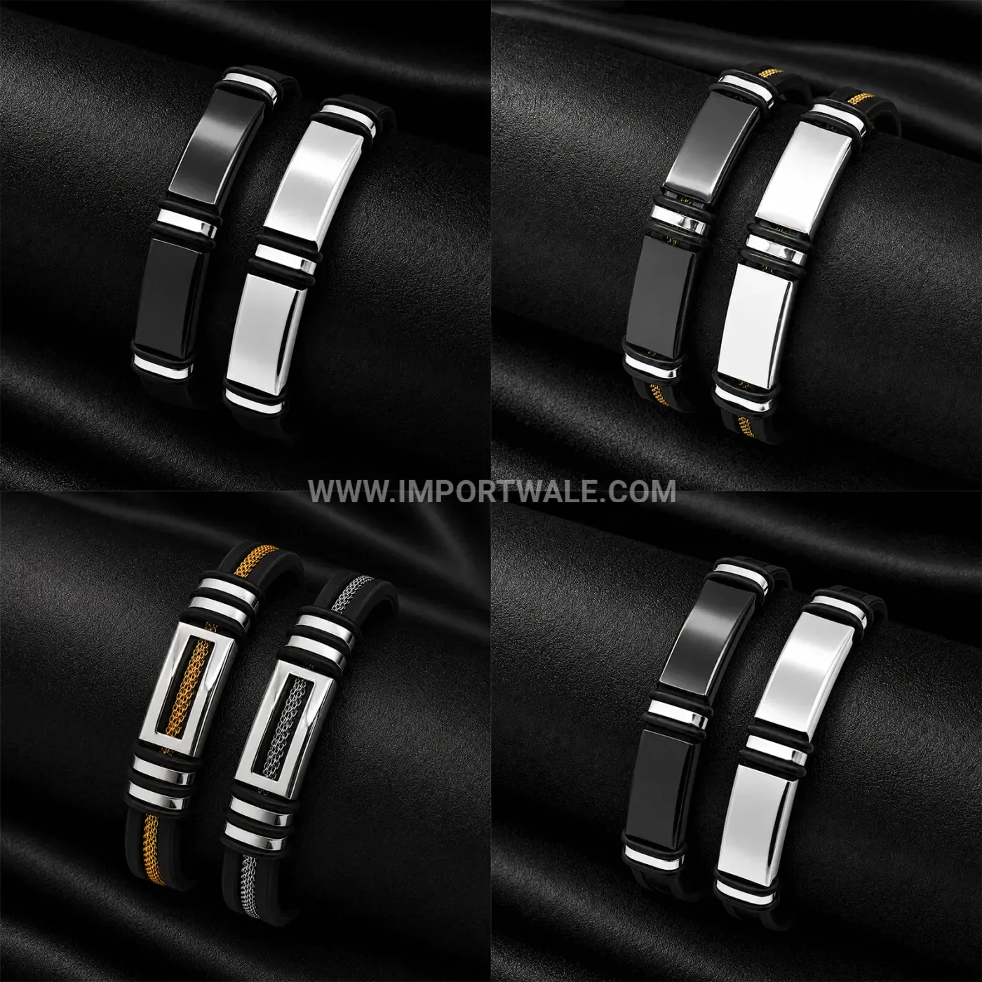 Stainless Steel and Silicone Adjustable Cross Bracelet