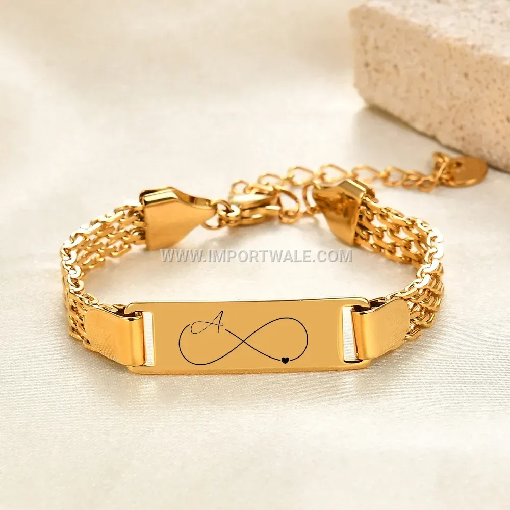 Stainless Steel Initial Heart Mesh Bangle Bracelet