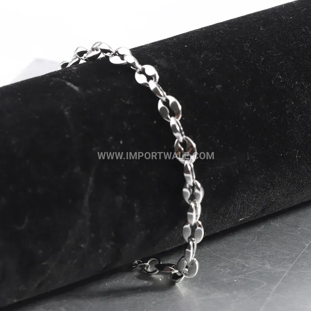 Minimalist Cutout Coffee Bean Link Stainless Steel Bracelet