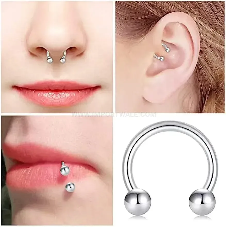 Trendy Stainless Steel Horseshoe Curved Barbell Body Piercing Set