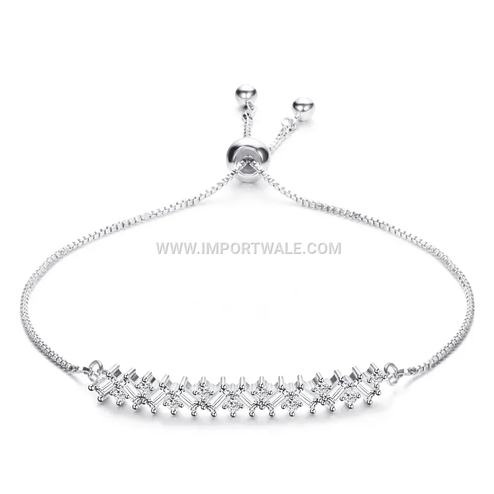 Dazzling Crystal Zircon Chain Bracelet in Gold Tone