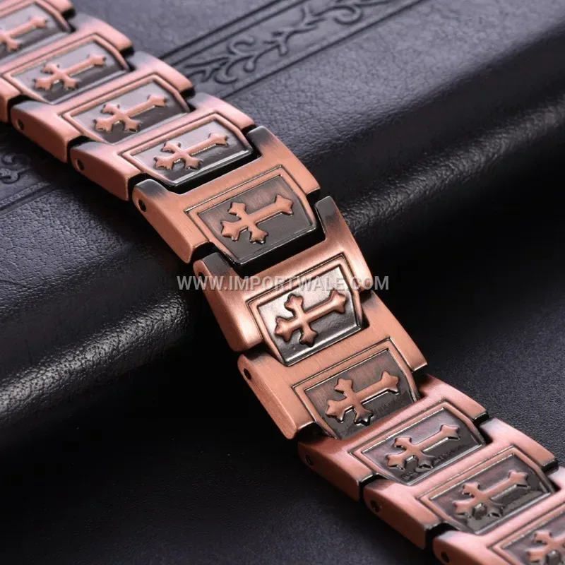 Vintage Pure Copper Double-Row Magnetic Therapy Adjustable Bracelet