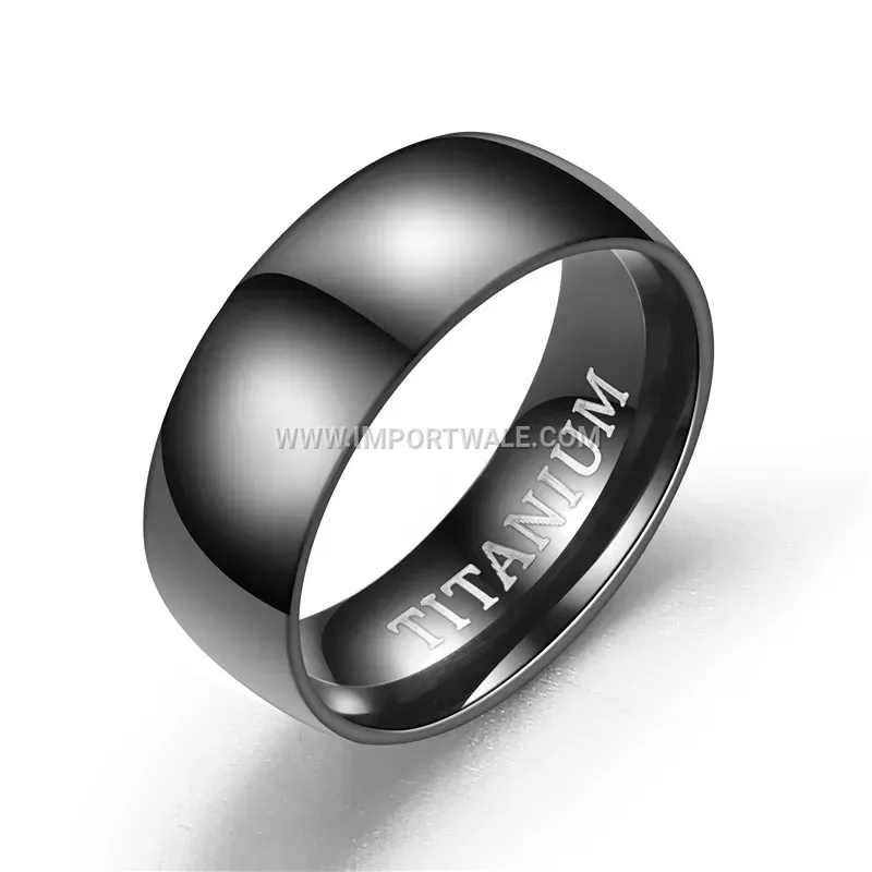 Matte Black Stainless Steel Domed Band Ring