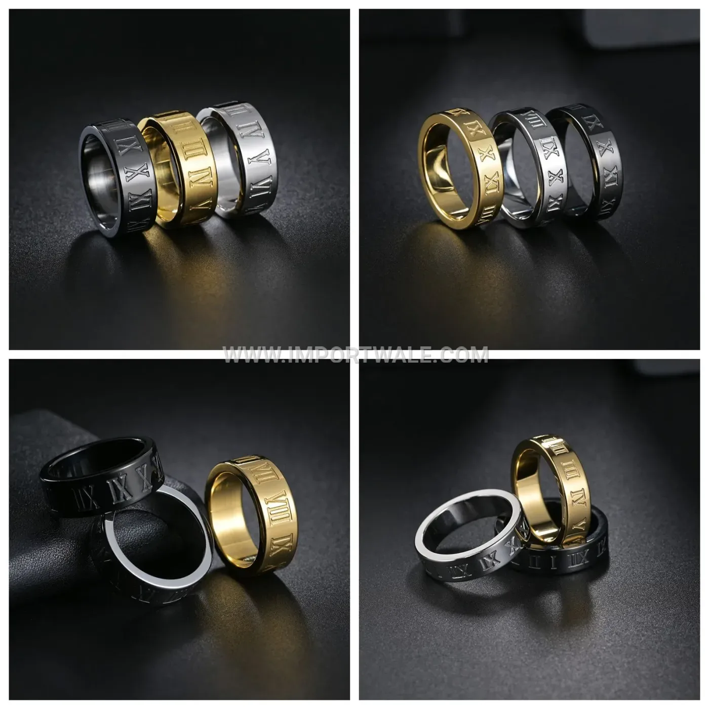 Spinning Stainless Steel Geometric Motif Spinner Band Ring