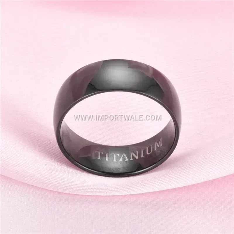 Matte Black Stainless Steel Domed Band Ring