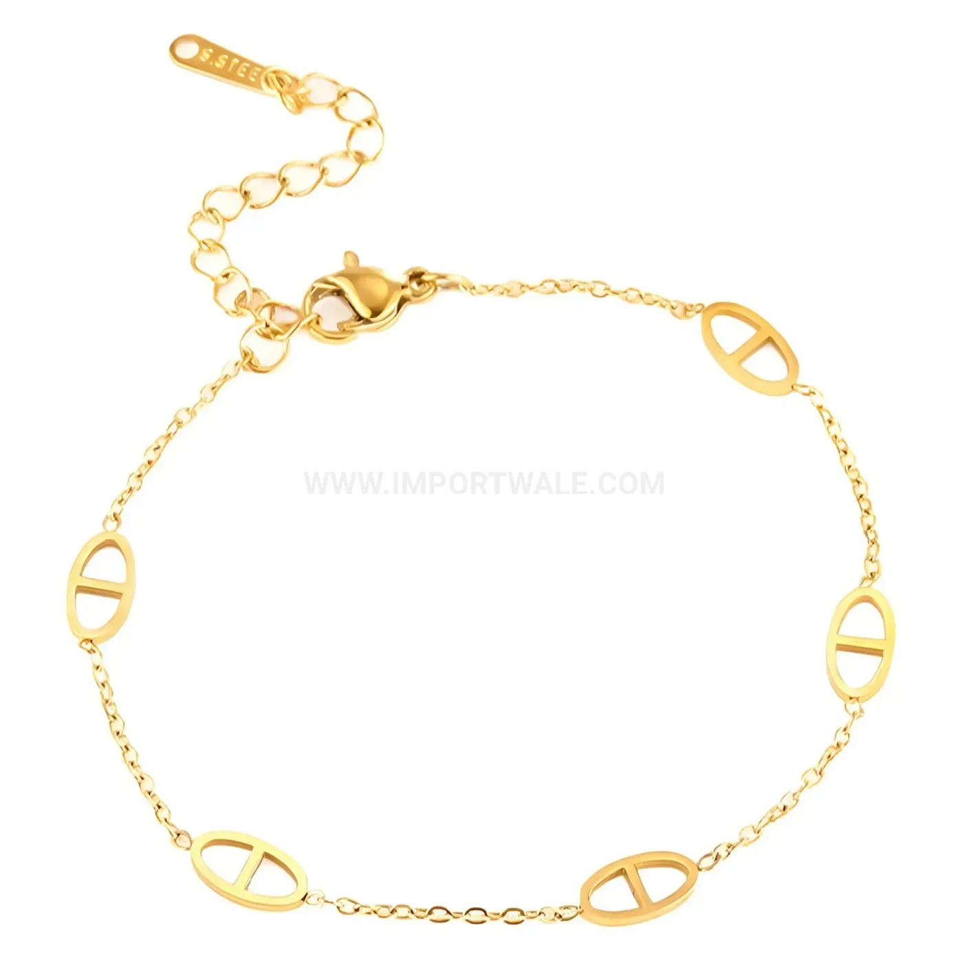 Bold 14K Gold Plated Titanium Steel Layered Chain Link Bracelet