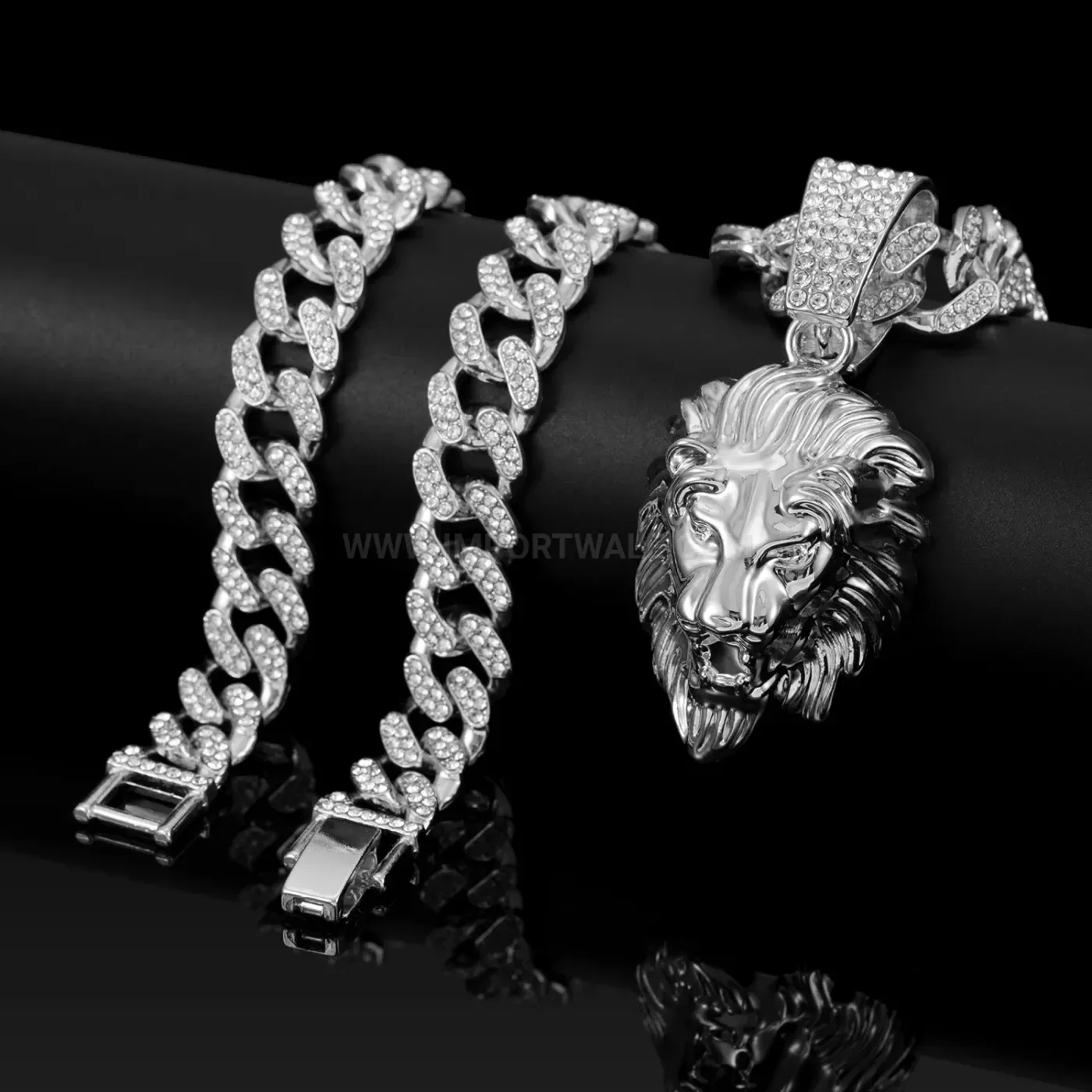 Elegant Men's Hip Hop Lion Head Pendant Cuban Chain Necklace
