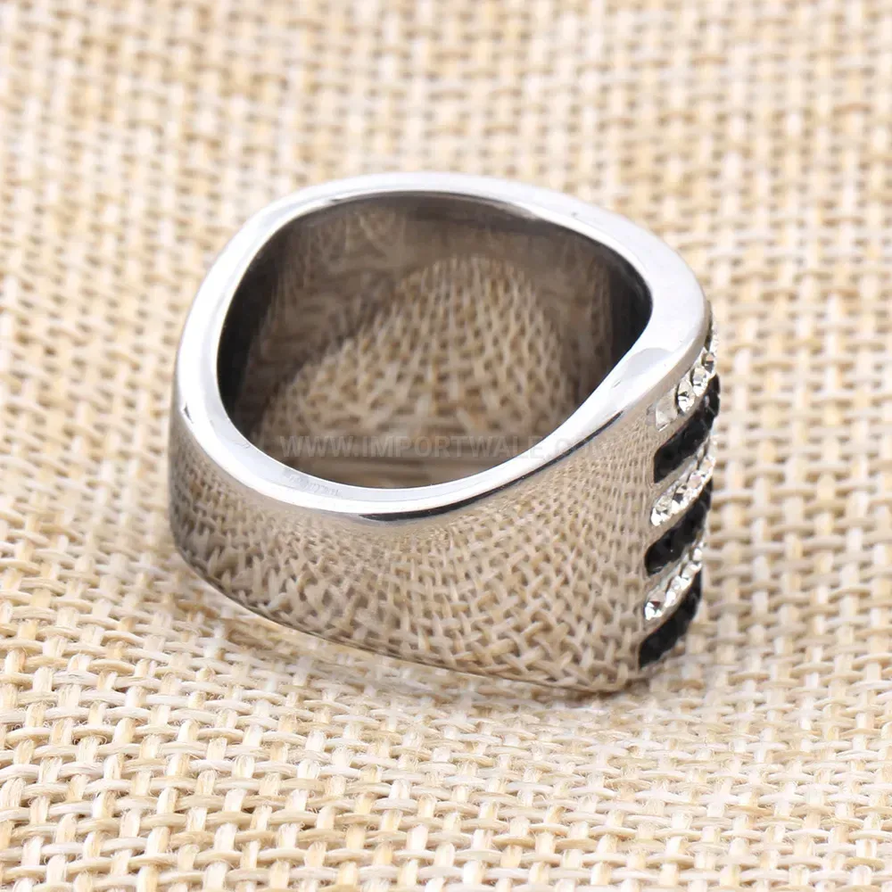 Vintage Rhinestone Six Row Stainless Steel Statement Ring