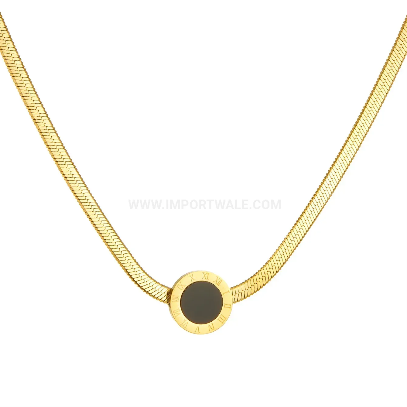 Classic Titanium Steel Roman Numeral Clavicle Chain Necklace