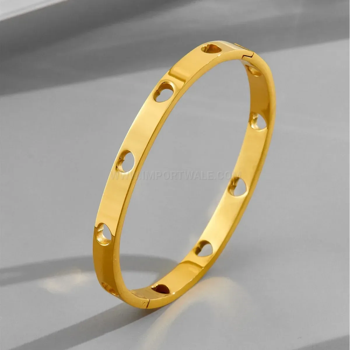 Cutout Openwork Heart Pattern Titanium Steel Bangle Bracelet