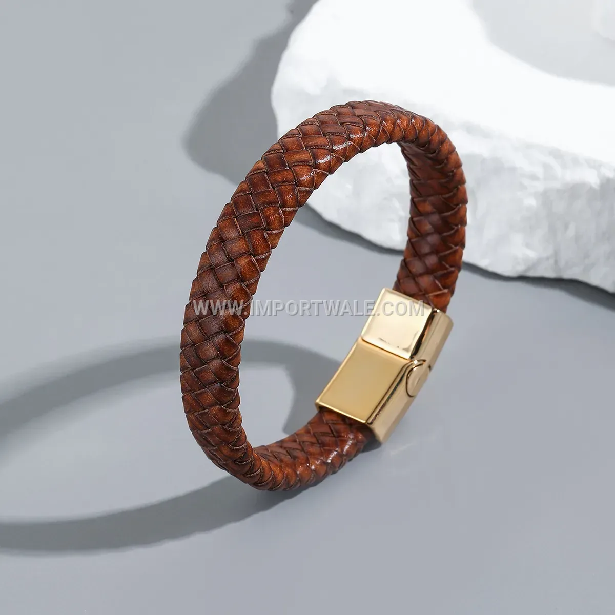 Multi Strand Braided Leather Bracelet with Titanium Alloy Magnetic Lock
