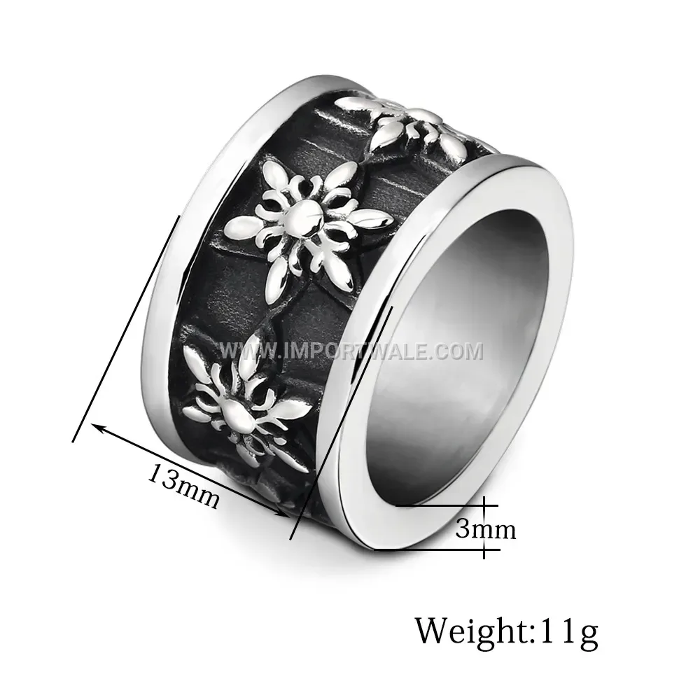 Retro Stainless Steel Hexagram Star Band Ring