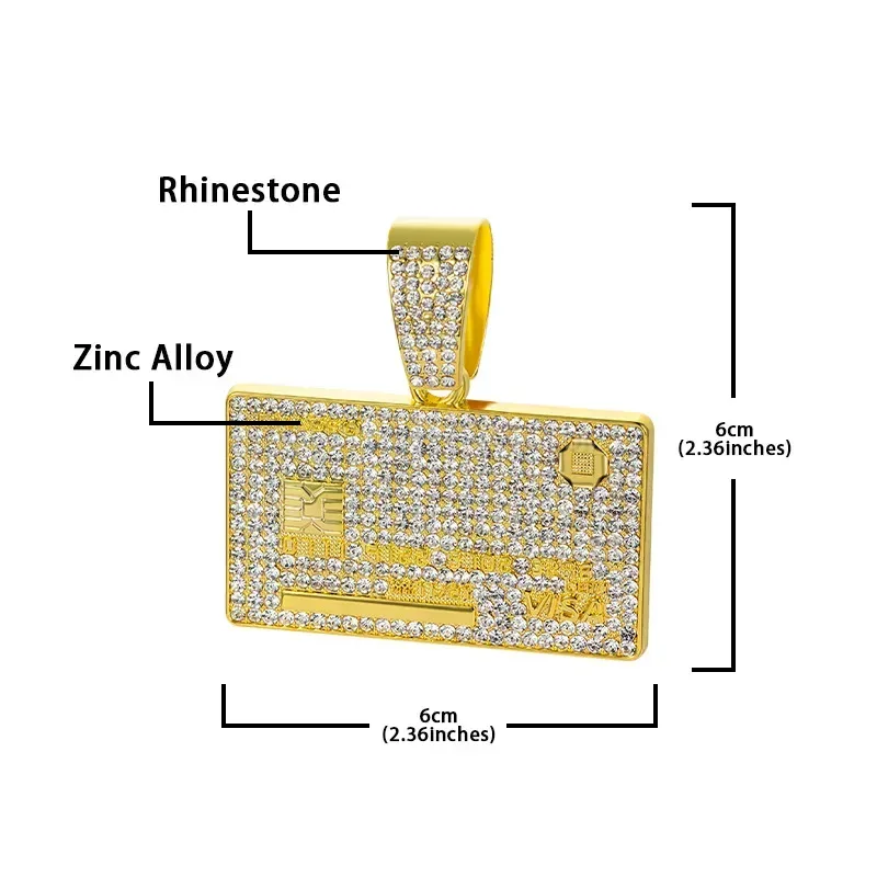 Rhinestone Paved Gold Plated Large Bail Hip Hop Pendant