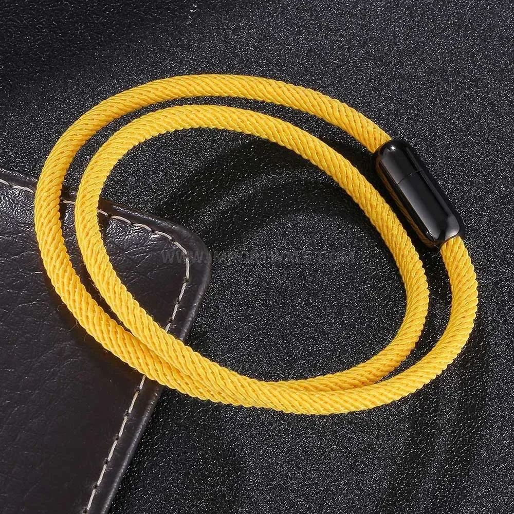 Double-Layer Milan Cord Bracelet with Black Magnetic Clasp