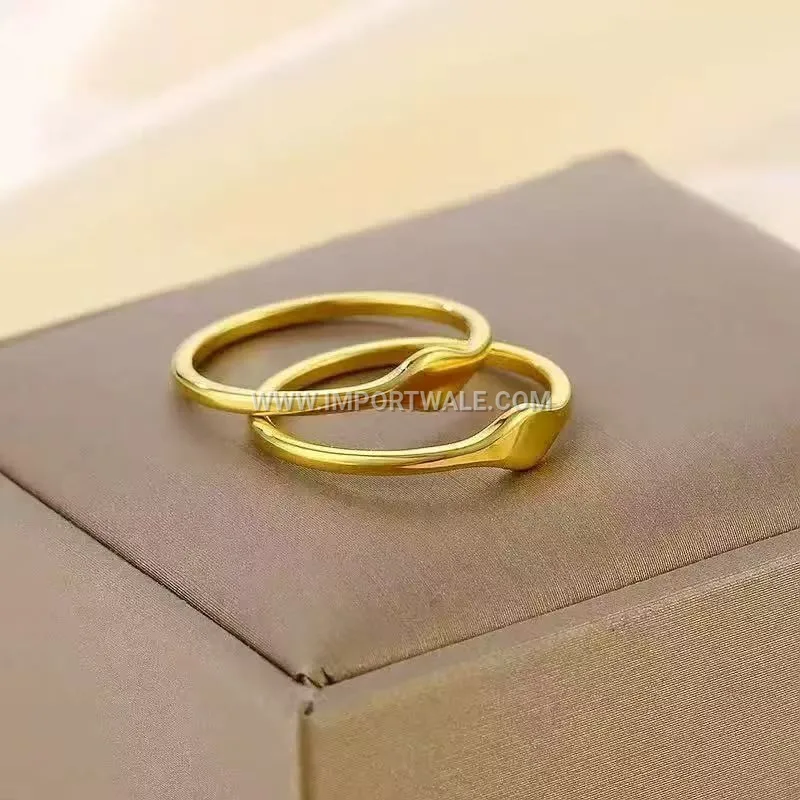 Slim Faceted Gold Stainless Steel Pinky Ring