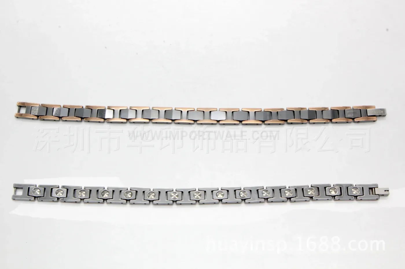 Tungsten Steel Two-Tone Rose Gold Bio Magnetic Link Bracelet