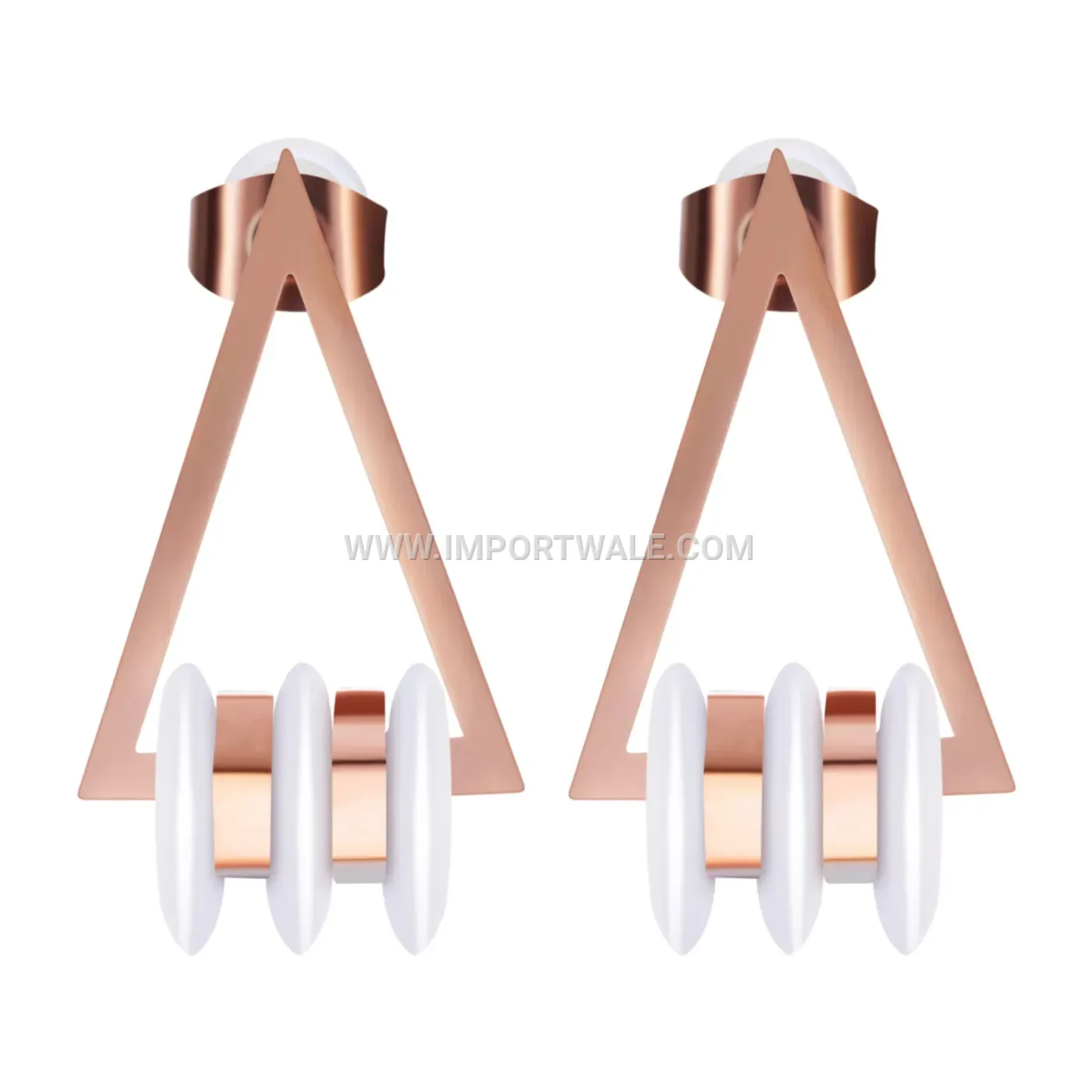 Geometric Triangular Ceramic Stainless Steel Drop Hoop Earrings