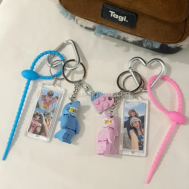 Beaded Heart Character Figure Keychain Bag Charm
