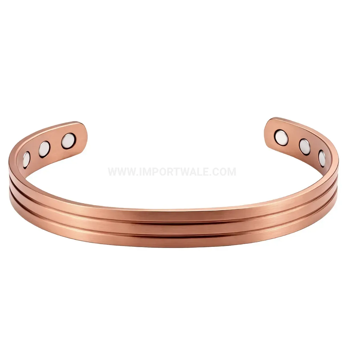 Vintage Striped Red Copper Magnetic Open Cuff Bracelet