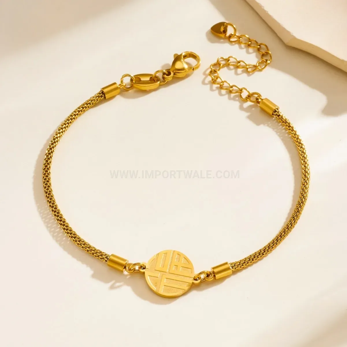 Modern Gold Plated Stainless Steel Good Fortune Bracelet