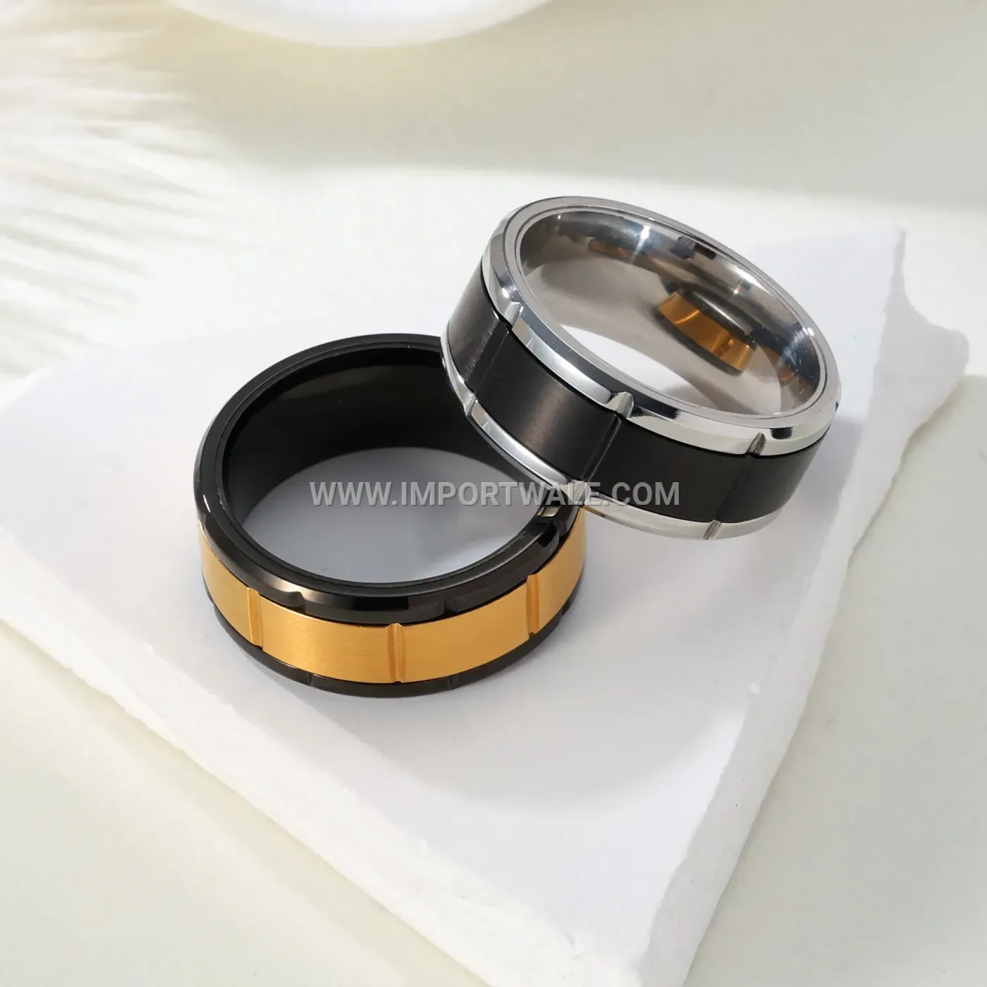 Two-Tone Stainless Steel Spinner Band Ring
