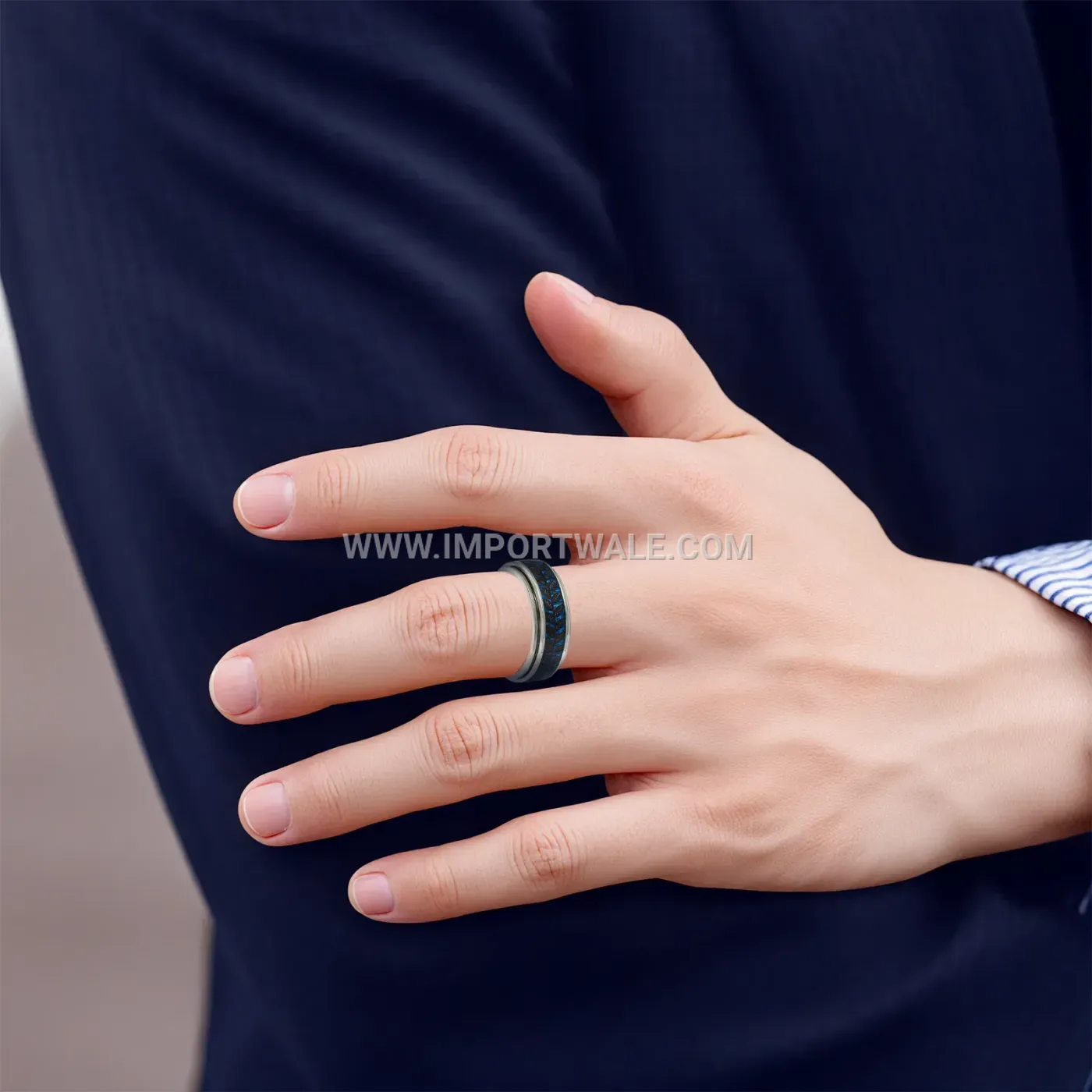 Rotating Olive Branch Stainless Steel Band Ring