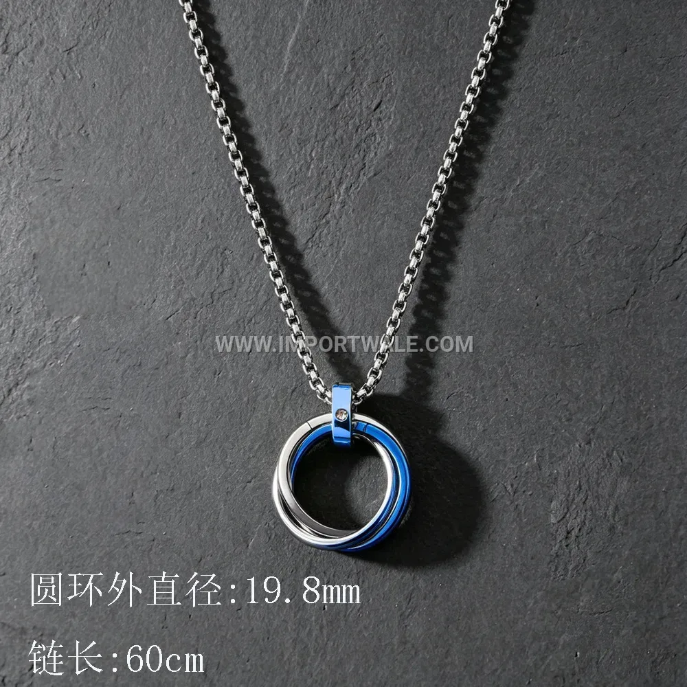 Triple Ring Interlocking Stainless Steel Pendant