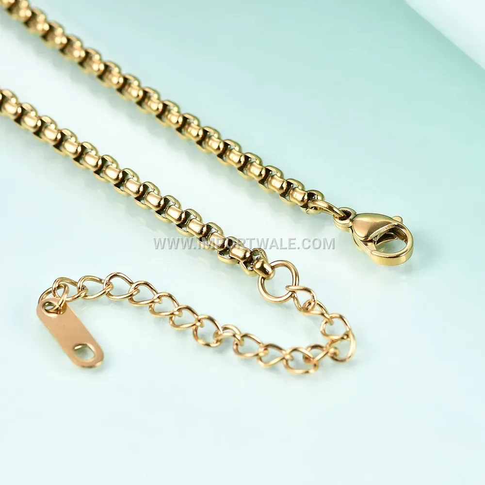 Slender Square Pearl Chain Stainless Steel Bracelet