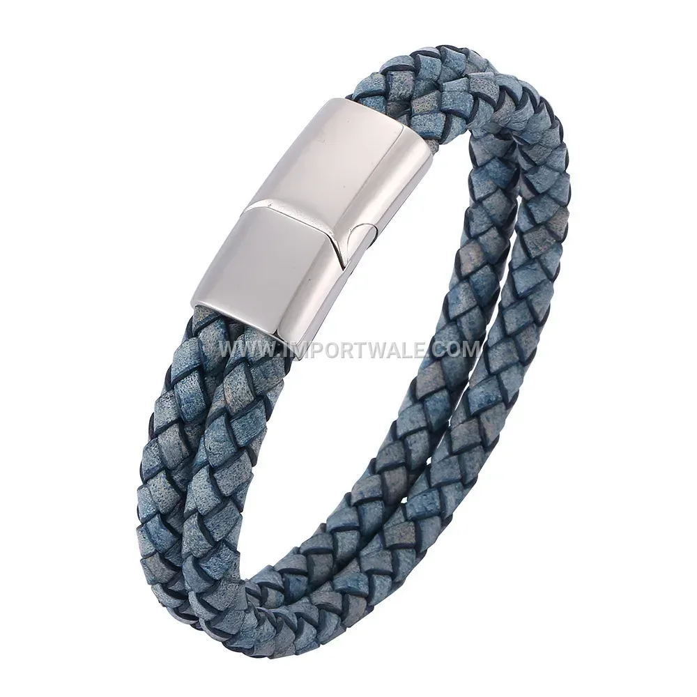 Handcrafted Braided Cowhide Bracelet with Durable Stainless Steel Hardware