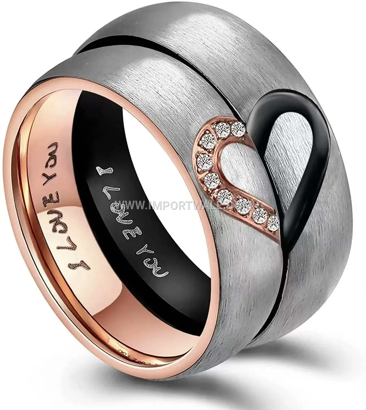 Engraved Stainless Steel Engraved Heart Ring Set