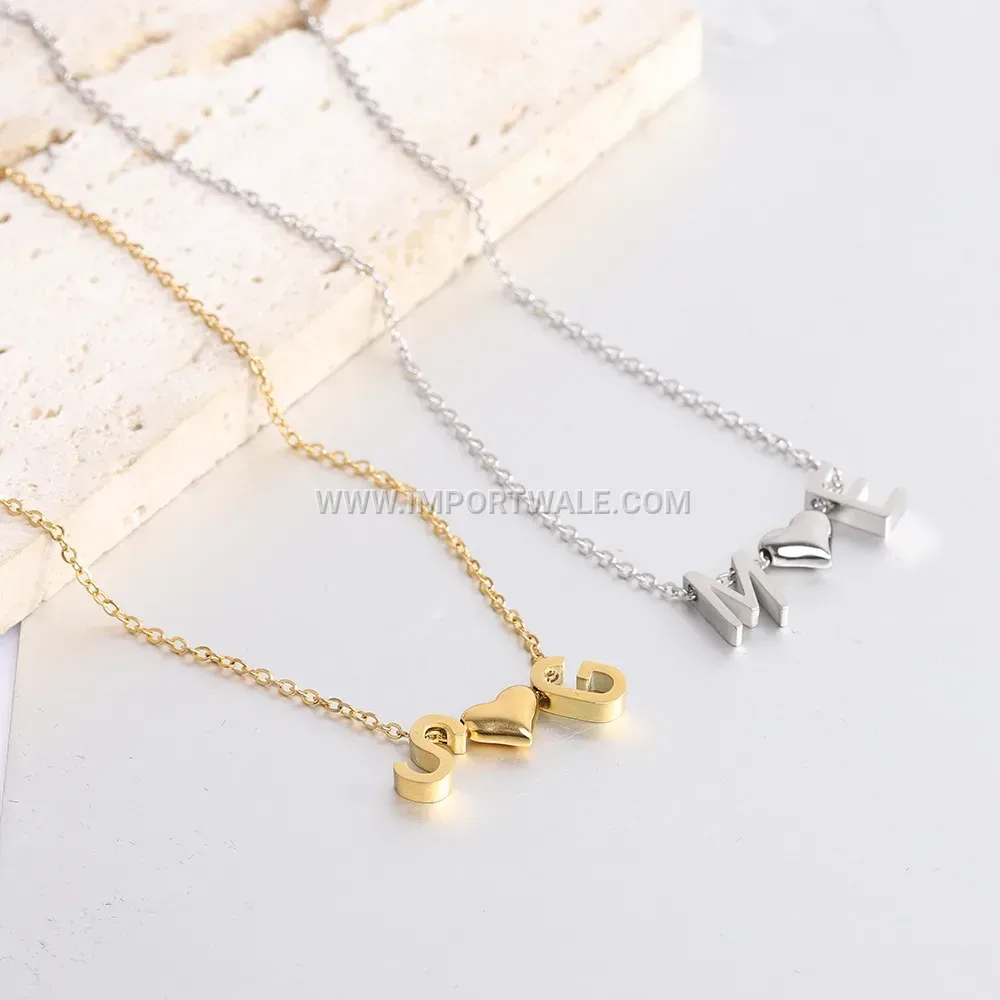 Customizable Stainless Steel Initial Letter Pendant Charm Necklace