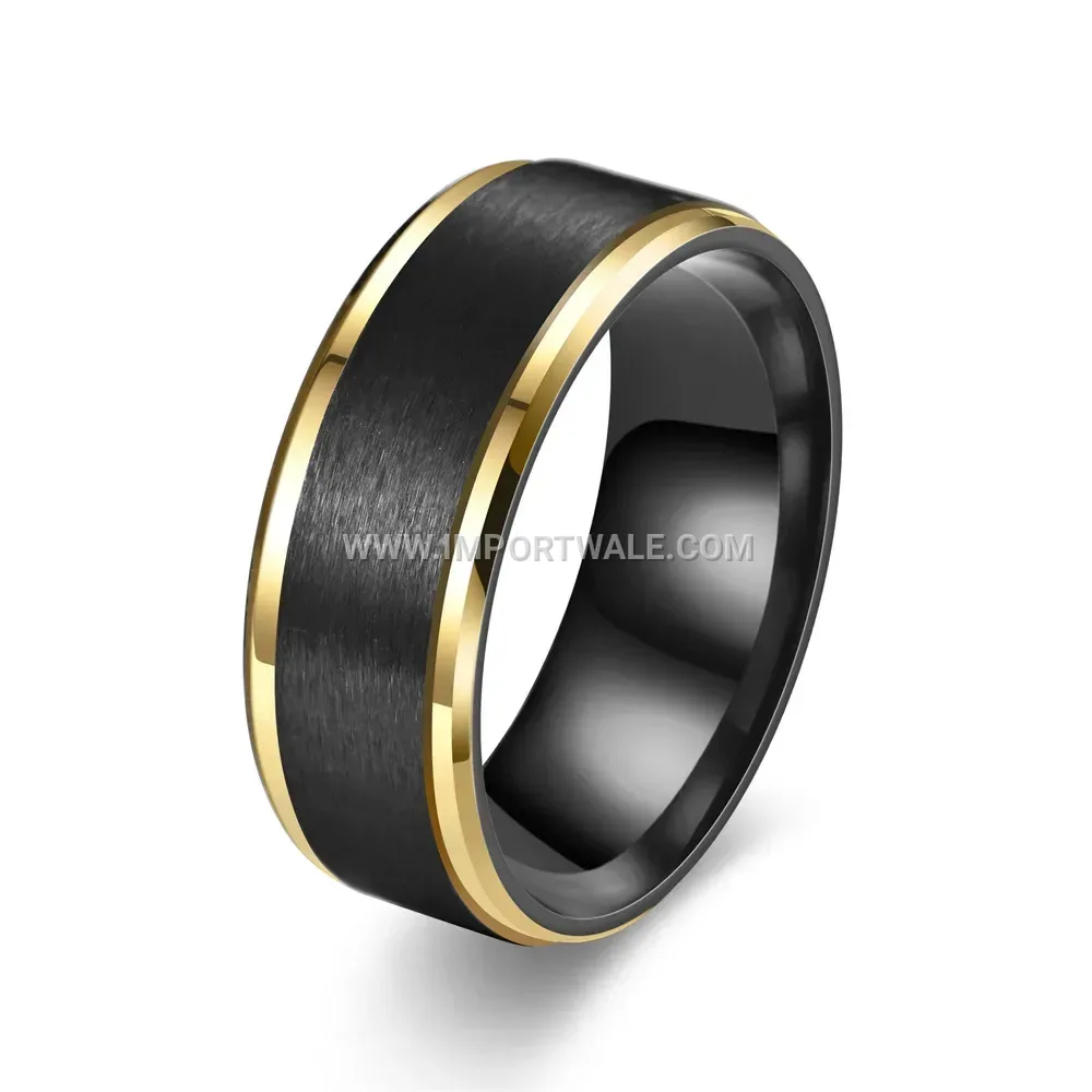 Two-Tone Beveled Edge Stainless Steel Band Ring