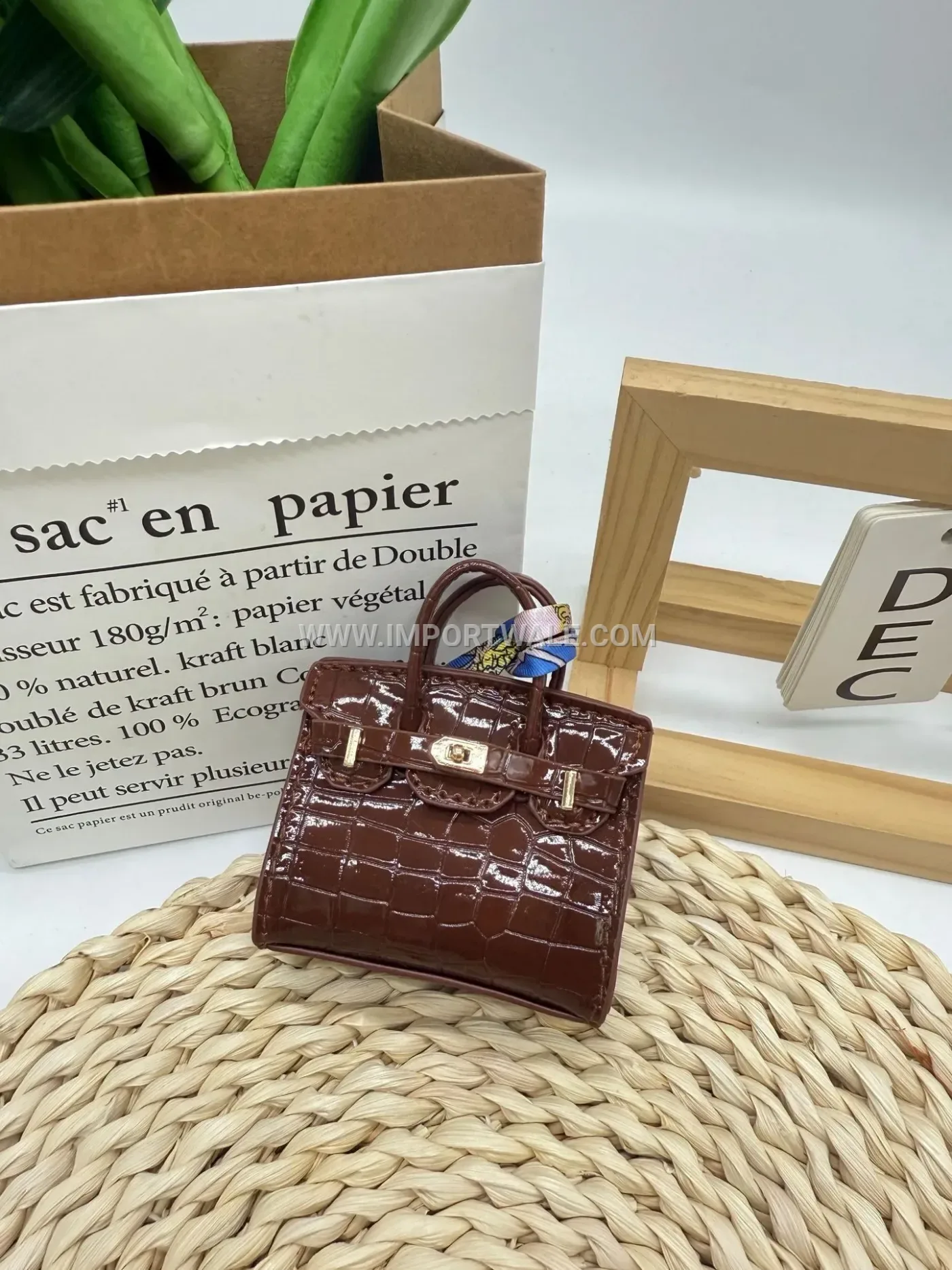 Crocodile Pattern Leather Mini Bag Charm Ornament