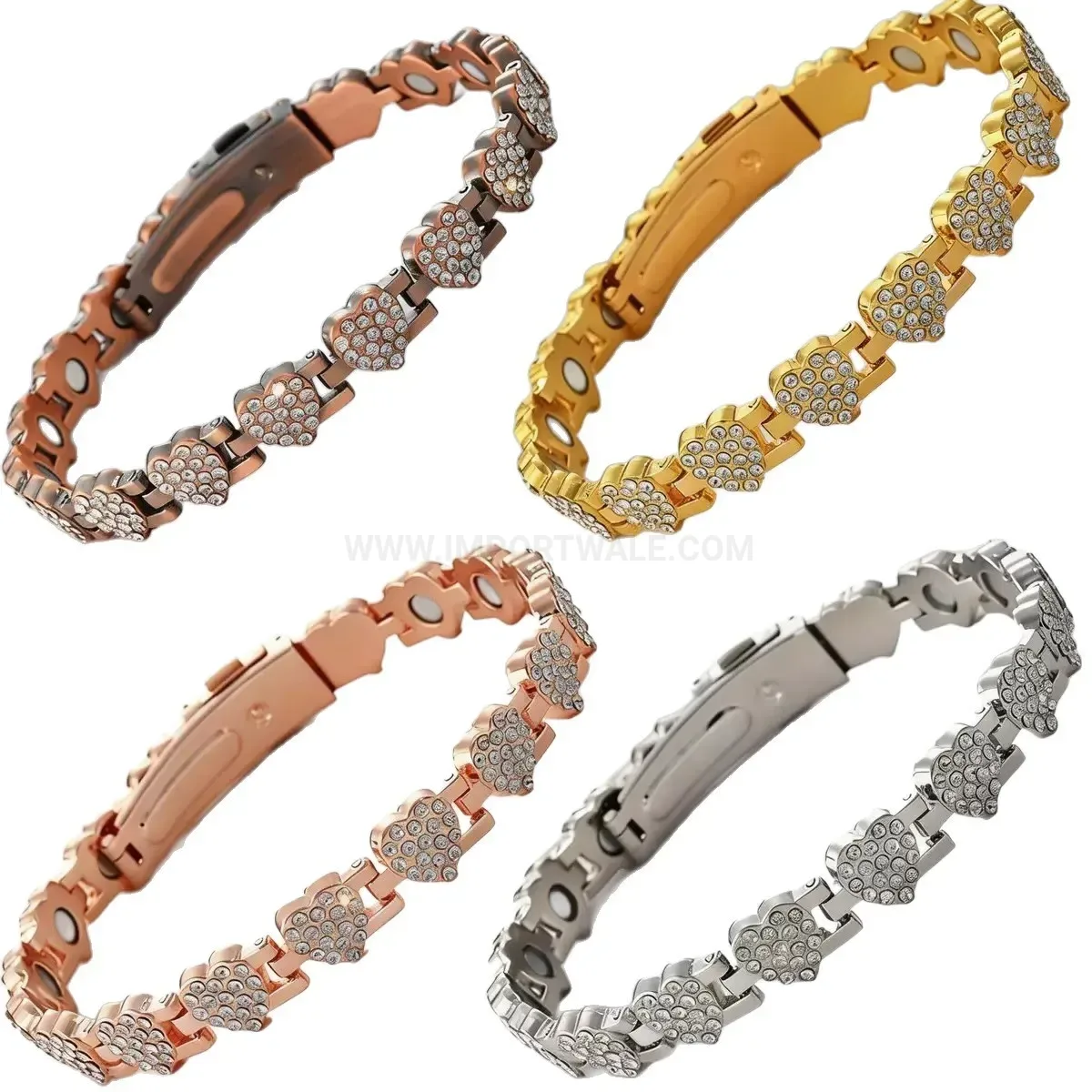 Chic Sweet Heart Copper Crystal Bio Magnetic Bracelet