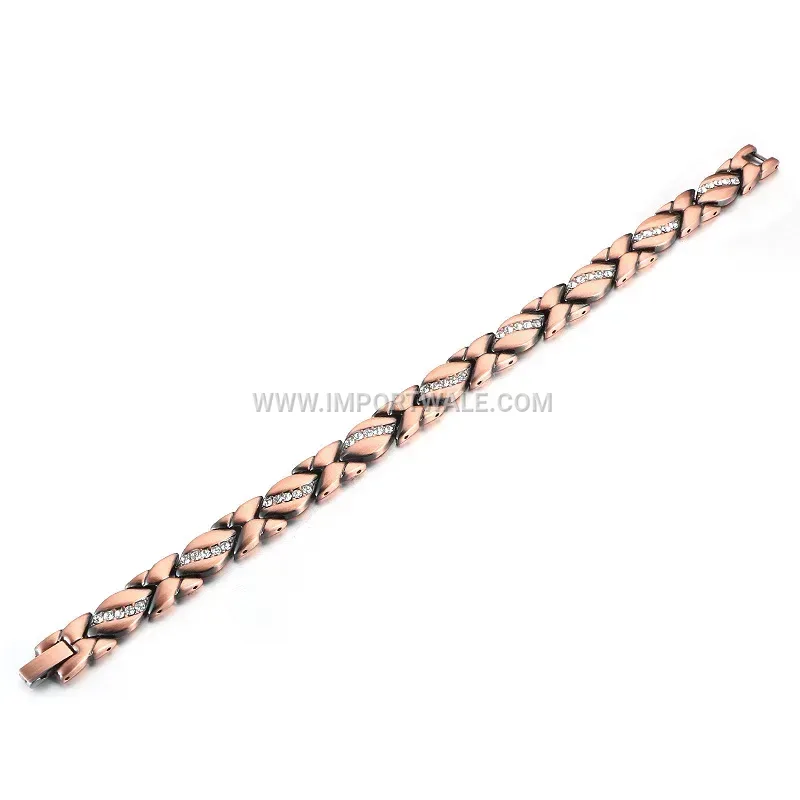 Polished Red Copper Floral Magnetic Wellness Bracelet