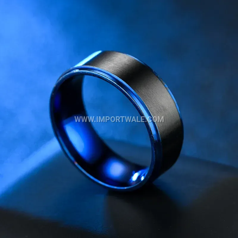 Two-Tone Stepped Stainless Steel Band Ring for Men
