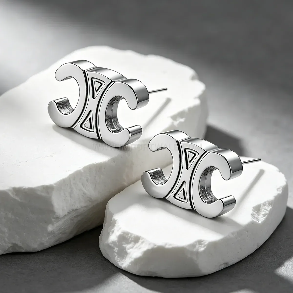 French Vintage Arc Motifs Stainless Steel Stud Earrings