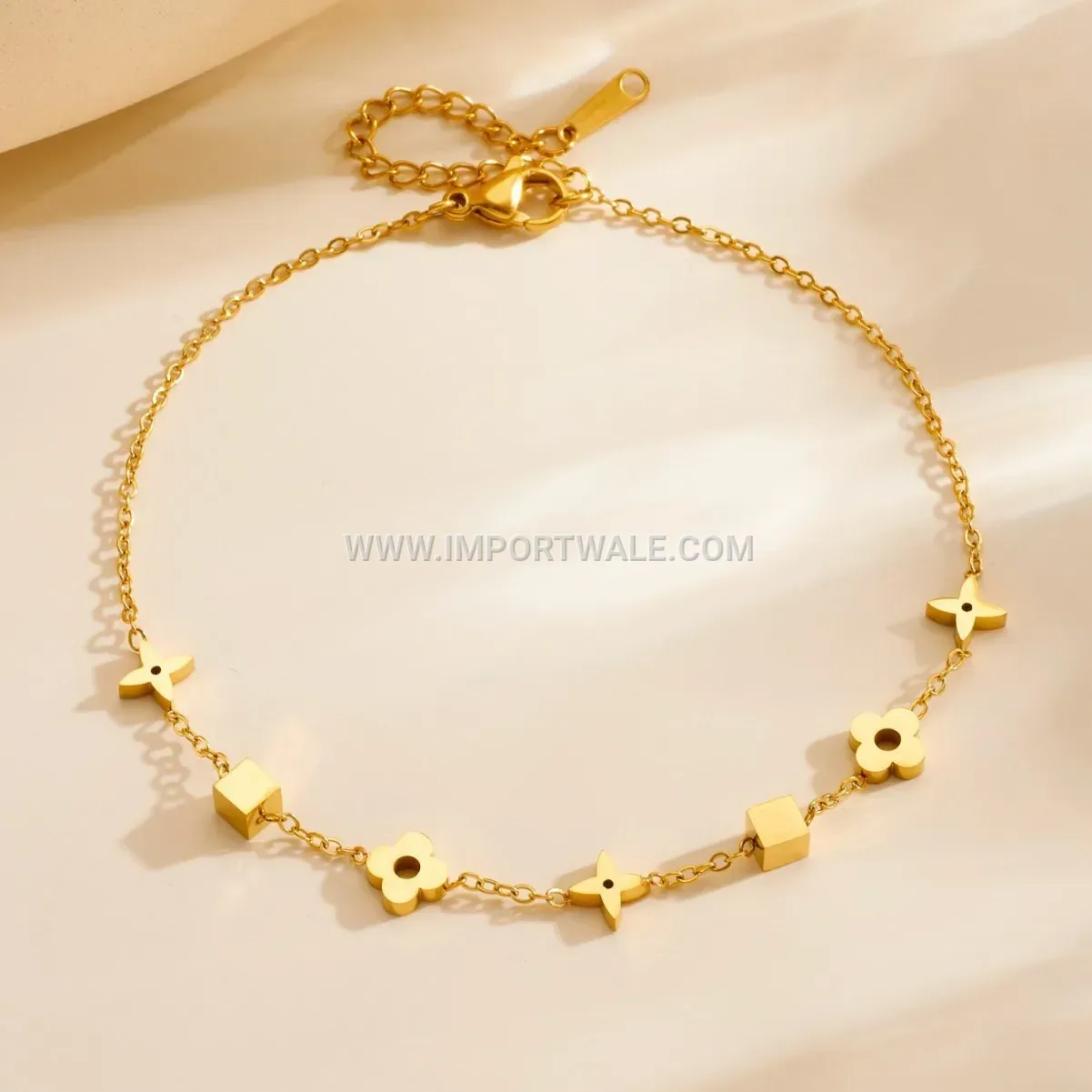 Minimalist Rhombus Charm Stainless Steel Anklet
