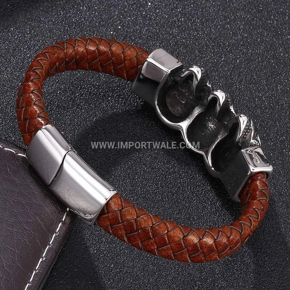 Retro Titanium Steel Moon Inlaid Unisex Chain Bracelet