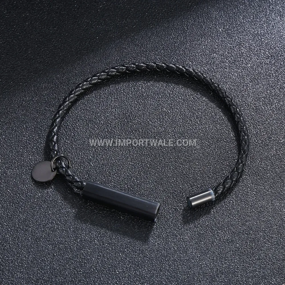 Minimalist Leather Cord Bracelet With Brushed Stainless Steel Magnetic Clasp