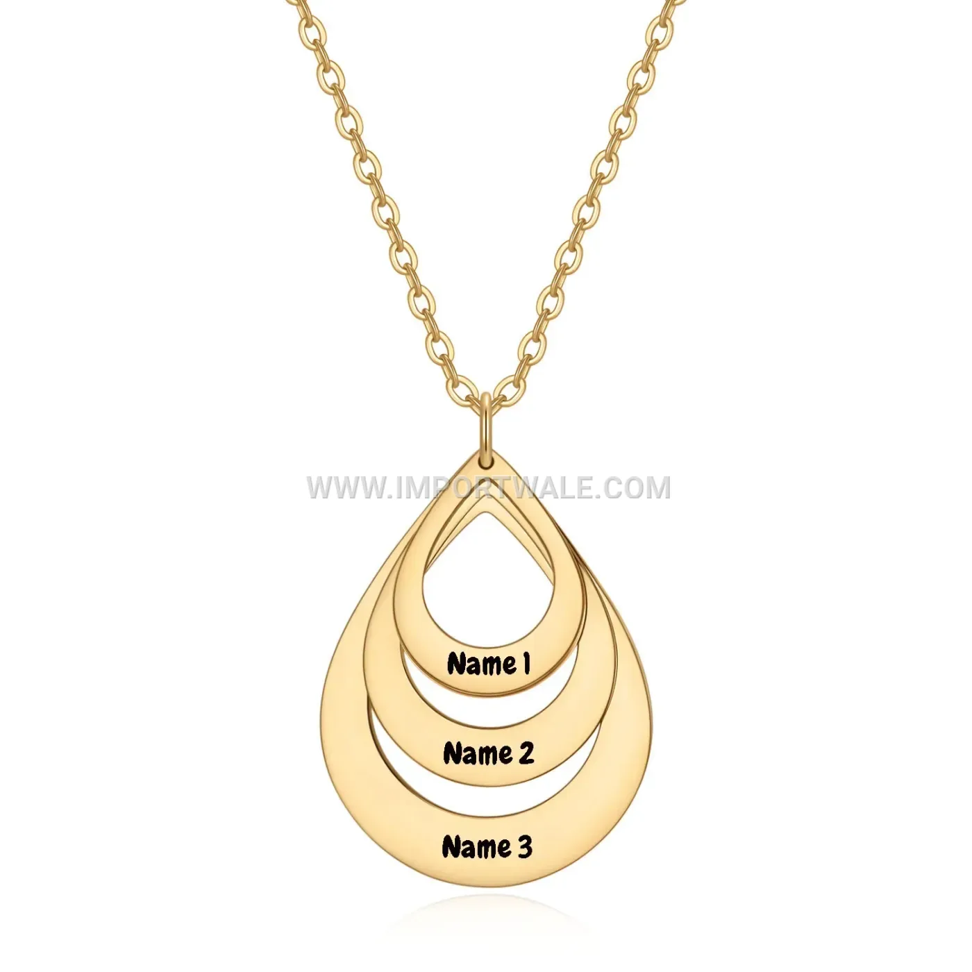 Minimalist Engraved Stainless Steel Teardrop Pendant Clavicle Chain