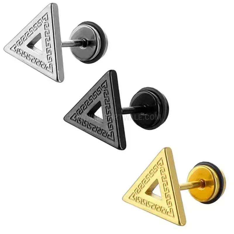 Fashion Geometric Triangle Stainless Steel Piercing Drop Earrings