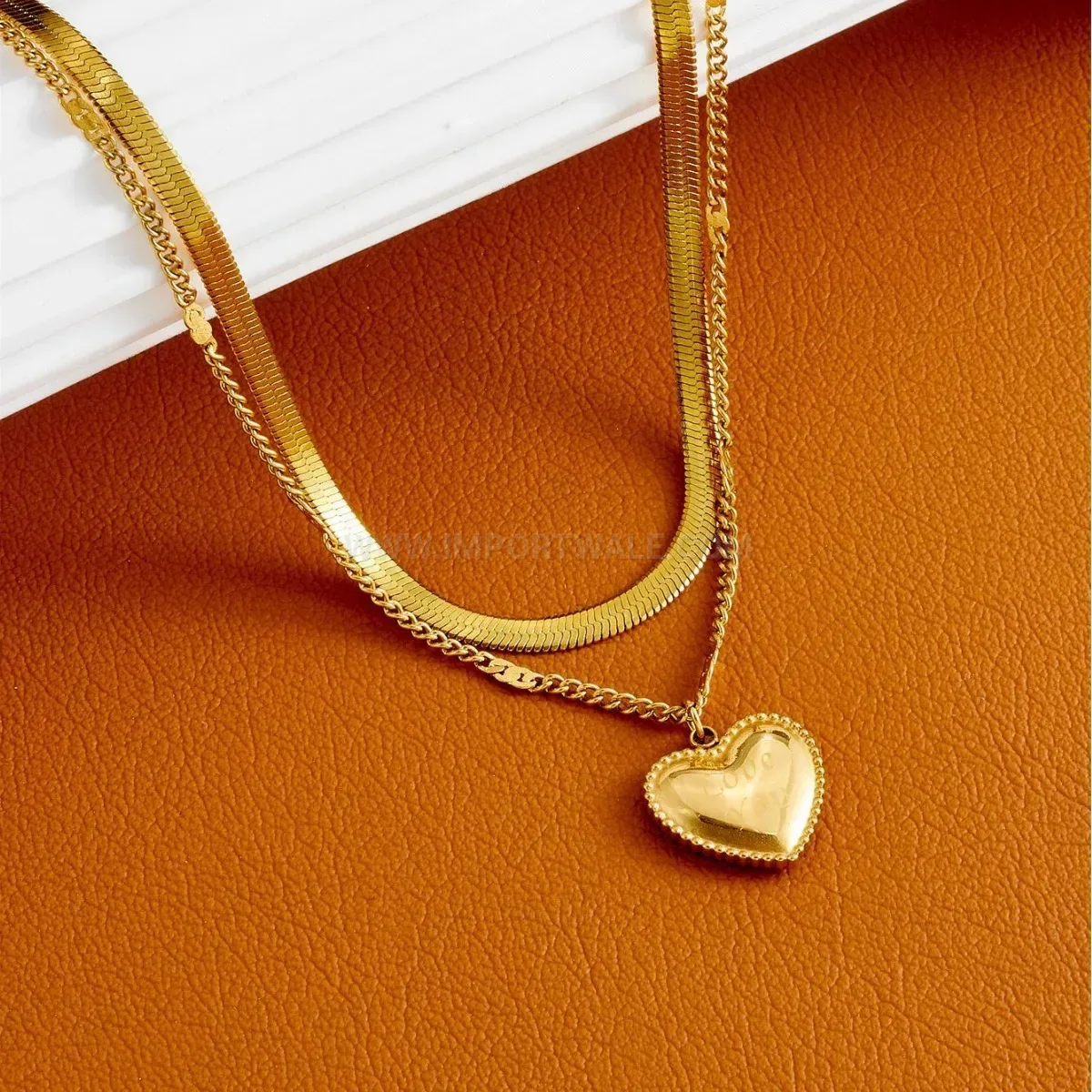Chic Double Layered Titanium Steel Heart Pendant Necklace