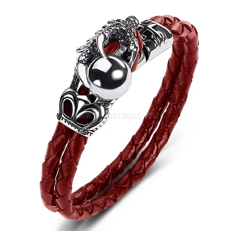 Elegant Double-Strand Eagle Claw Leather Stainless Steel Men Wrap Bracelet