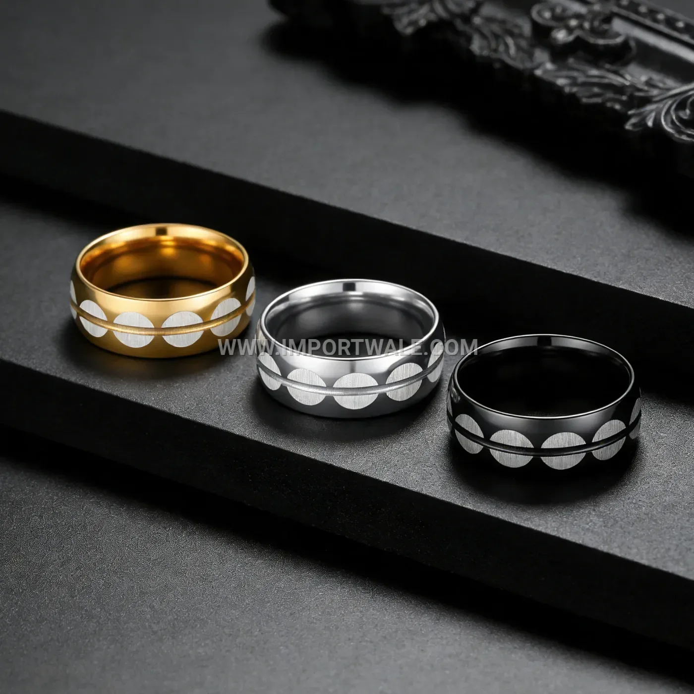 Iridescent Blue Shell Inlay Stainless Steel Ring