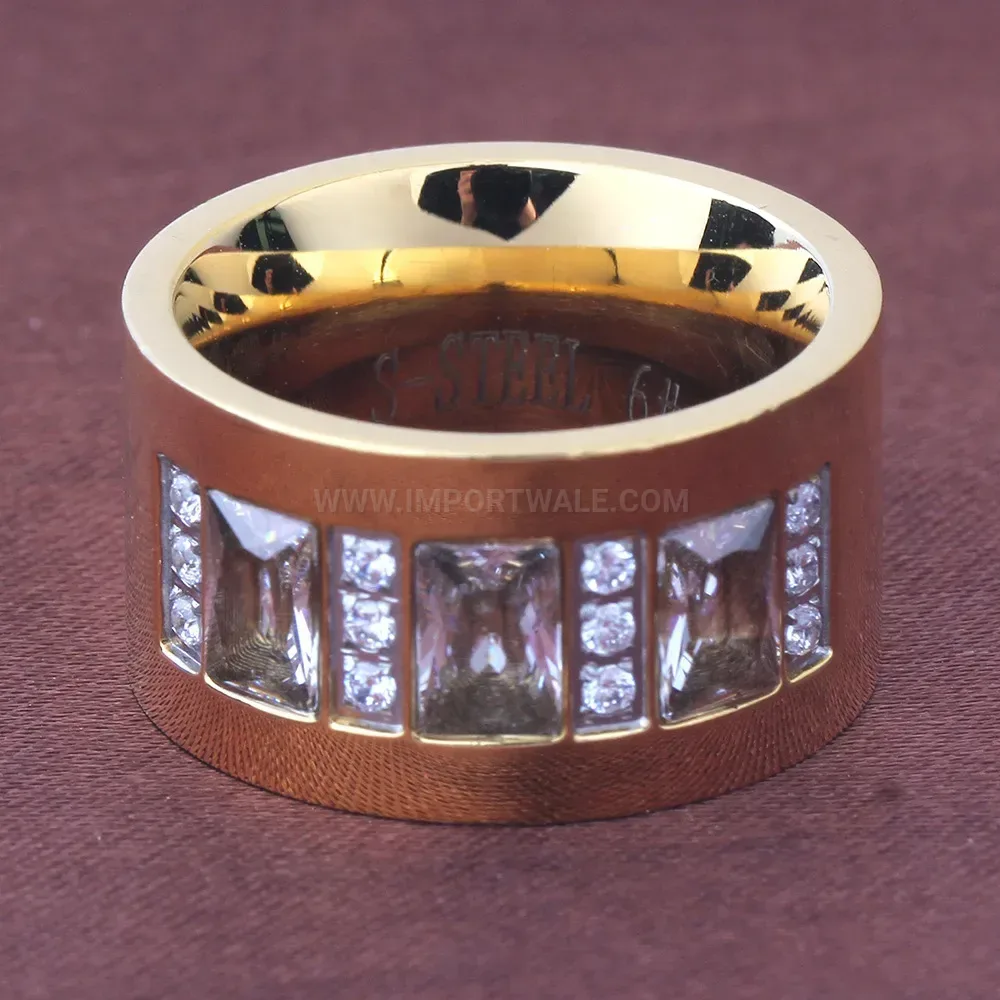Geometric Square Zircon Inlaid Stainless Steel Statement Ring